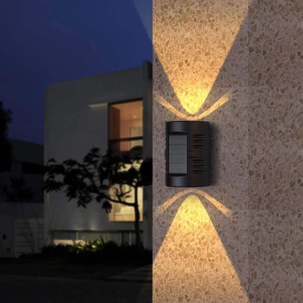 Solar Double Head Waterproof Wall Light for Courtyard and Balcony