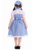 Blue Plaid Halloween Cosplay Costume for Kids with Headscarf & Skirt