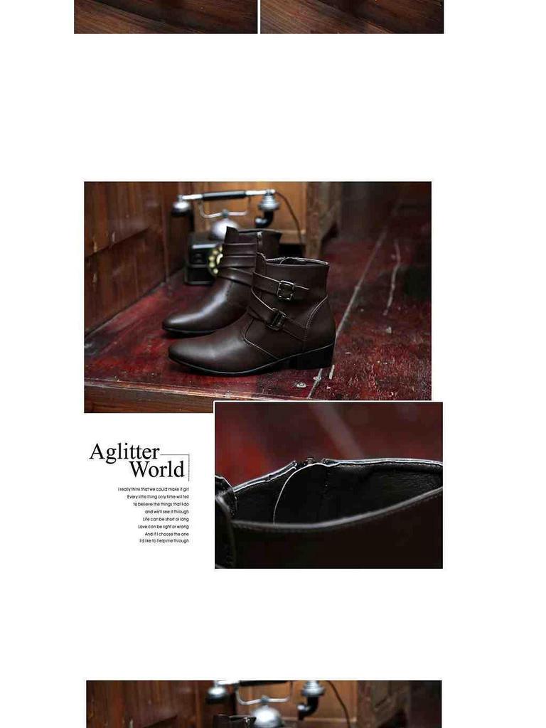 Men's Winter Plus Velvet Short Suede Boots – Korean Style, Trendy British High-Top with Inner Height Increase and Pointed Toe Design.