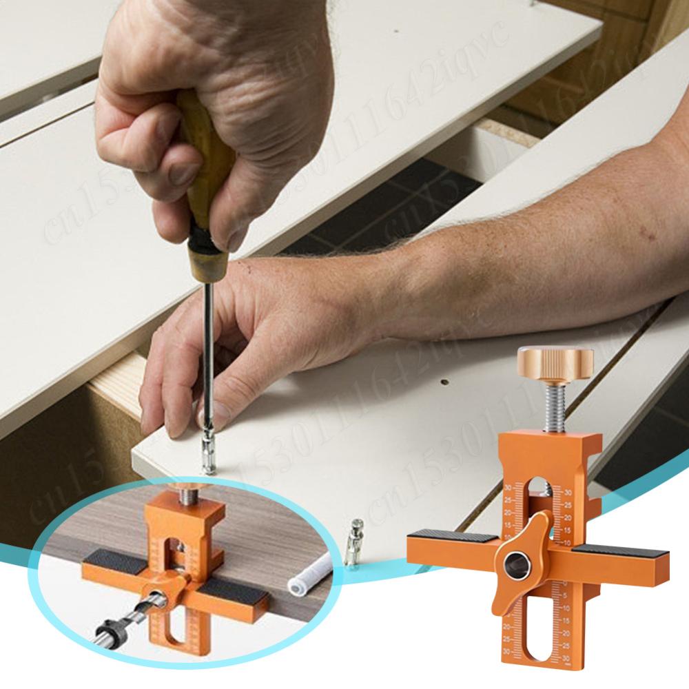 Adjustable Cabinet Door Mounting Jig Door Panel Install Rebounding Device Drilling Tool DIY Woodworking Installing Cabinets Tool