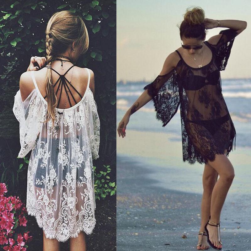Vestidos de verano de ganchillo bordados con encaje floral