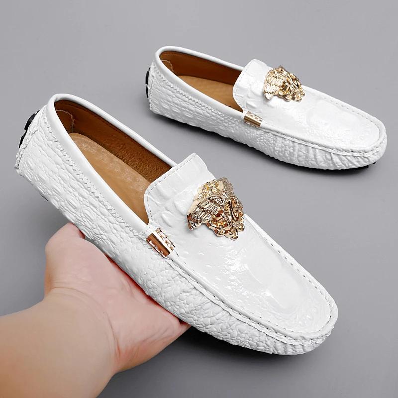 2024 New Men's Casual Leather Ride To Make the Boat Shoes Breathable Soft Men's Flats Color Lazy Loafers Large Size35-48