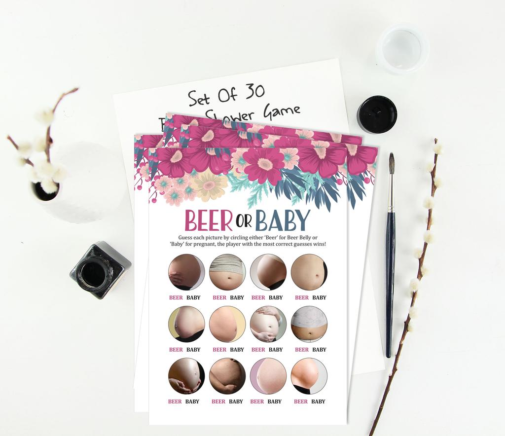 Inkdotpot Beer Or Baby Game Baby Shower Game Cards Party Supplies Activity Cards Baby Shower Gender Neutral Games Its A Boy Or