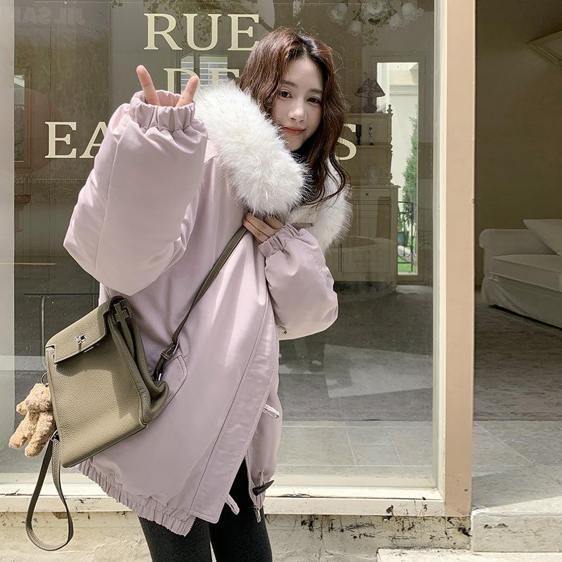 Winter Korean Version Bread Clothes Thickened Cotton-padded Clothes Versatile Large Fur Collar Parker Tooling Jacket