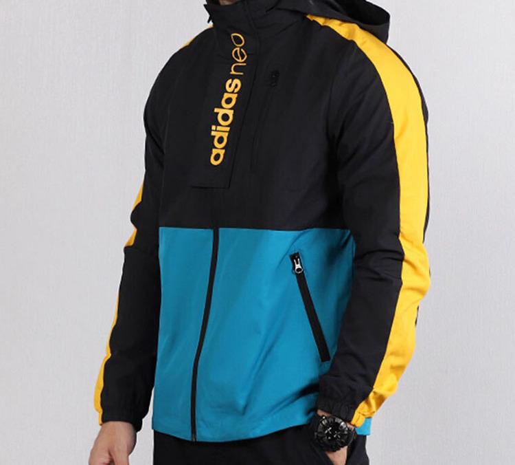 adidas Neo Jackets Men's Black Stand Collar Moderate Other FK9945