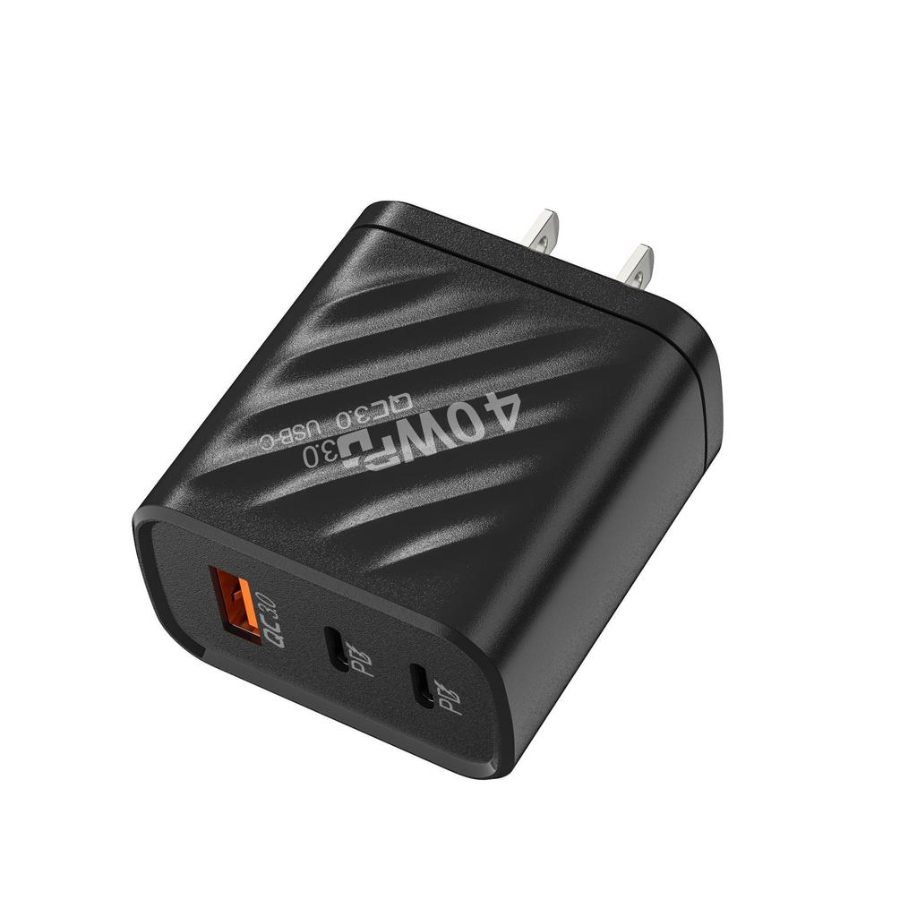 40W Dual PD Fast Charger for Apple, Xiaomi, Huawei with Type-C & USB 2.4A Ports