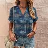 Novità T-shirt da donna, scollo a V, manica corta, estiva, moda casual, stampa t-shirt, abbigliamento retrò Harajuku, t-shirt da donna