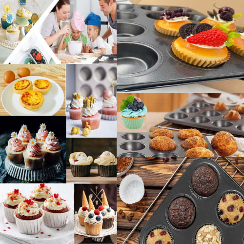 SensaBliss 6-Cavity Nonstick Muffin Pan, Cake Pan, Madeleine Pan, Bread Pan, Baking Cups, Pie Plate, Kitchen Tools, Baking Tools for Birthday Parties,