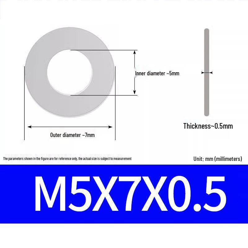 304 Stainless Steel Ultra-Thin Flat Washer, Thickness: 0.1/0.2/0.3/0.4/0.5 Mm, Sizes M1-M8