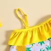 Exclusive Baby Girl Pineapple Print Suspender Swimsuit Jumpsuit
