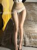 New Style Stockings with Silky Lace Waist and Jumpsuit, Sexy Contrasting Black Silk Transparent Seamless Crotch Pantyhose 21BD