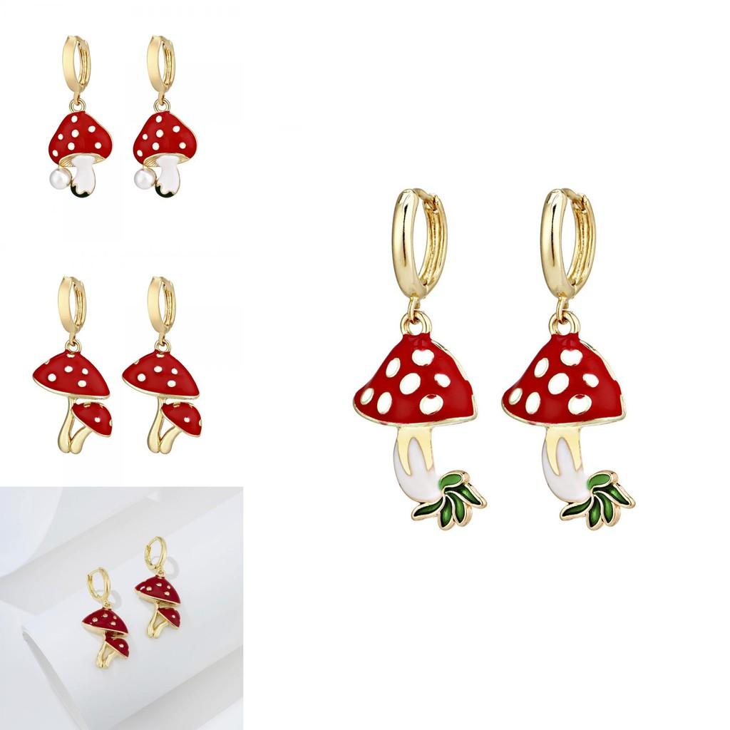 Chic Alloy Fashionable Geometric Mushroom Earrings For Women Summer 2022
