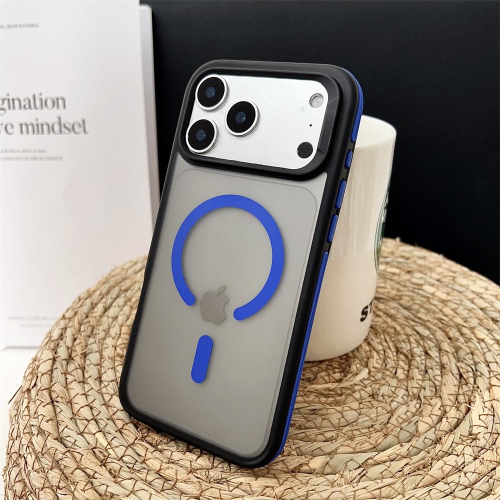Shockproof Luxury Matte Magnetic Case for iPhone 17 Pro Max 17 Air 17 Pro Colorful Border Magsafe Wireless Charging Cover