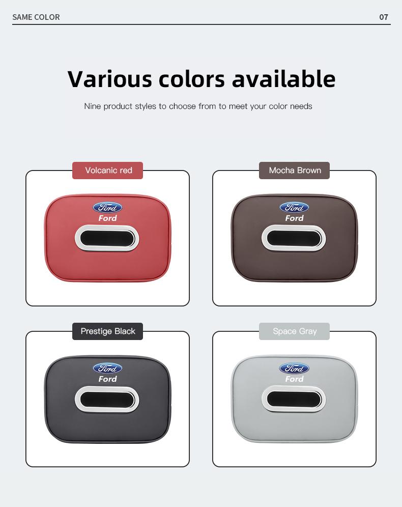 Car Tissue Box Quality Leather Auto Paper Towel Storage Bag For Ford ST Line Focus Mustang Fiesta Puma Ranger Kuga MK7 MAX F150 APX1