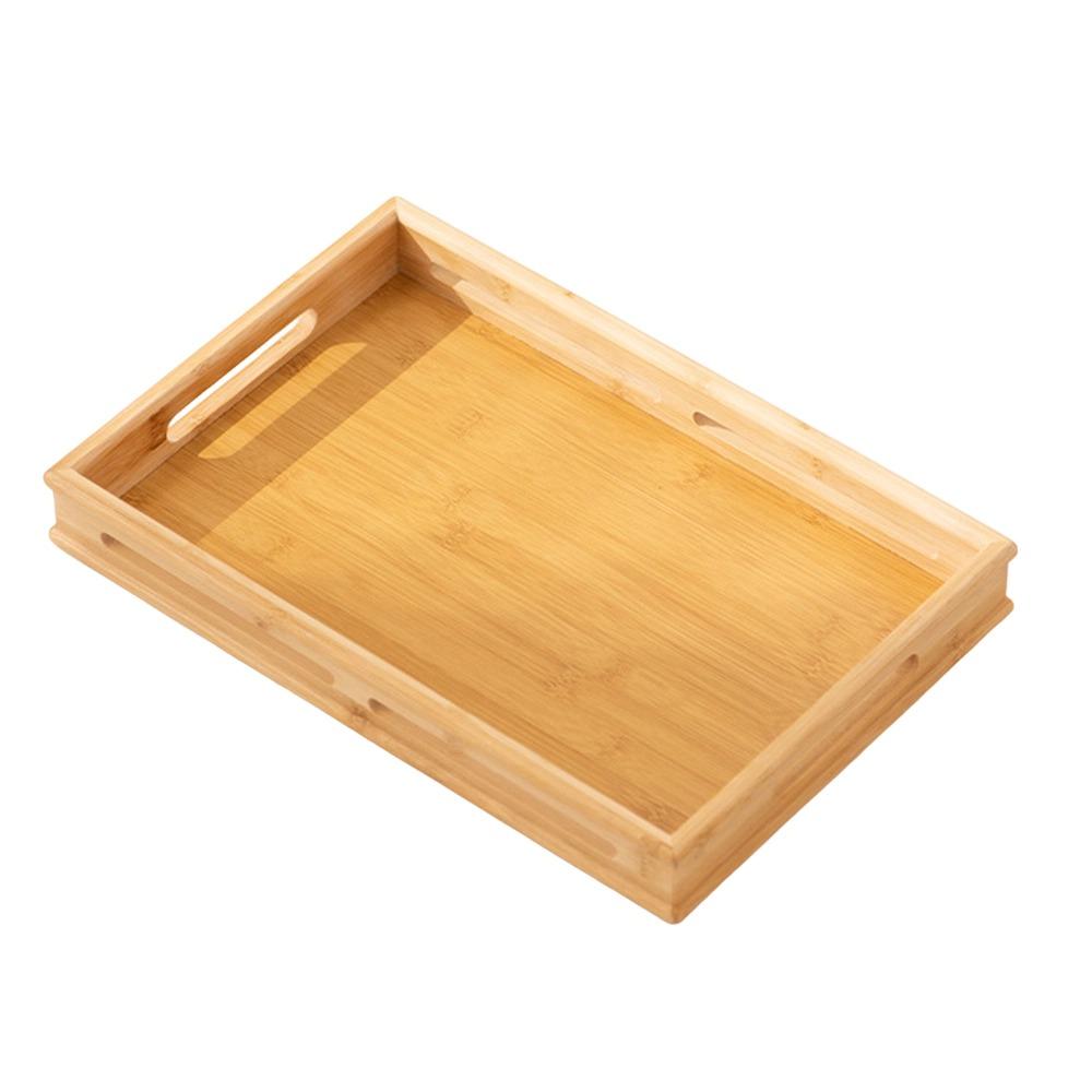 Bamboo Serving Tray with Handle Breakfast Tray Retro Food Tray  for Food Drinks Storage