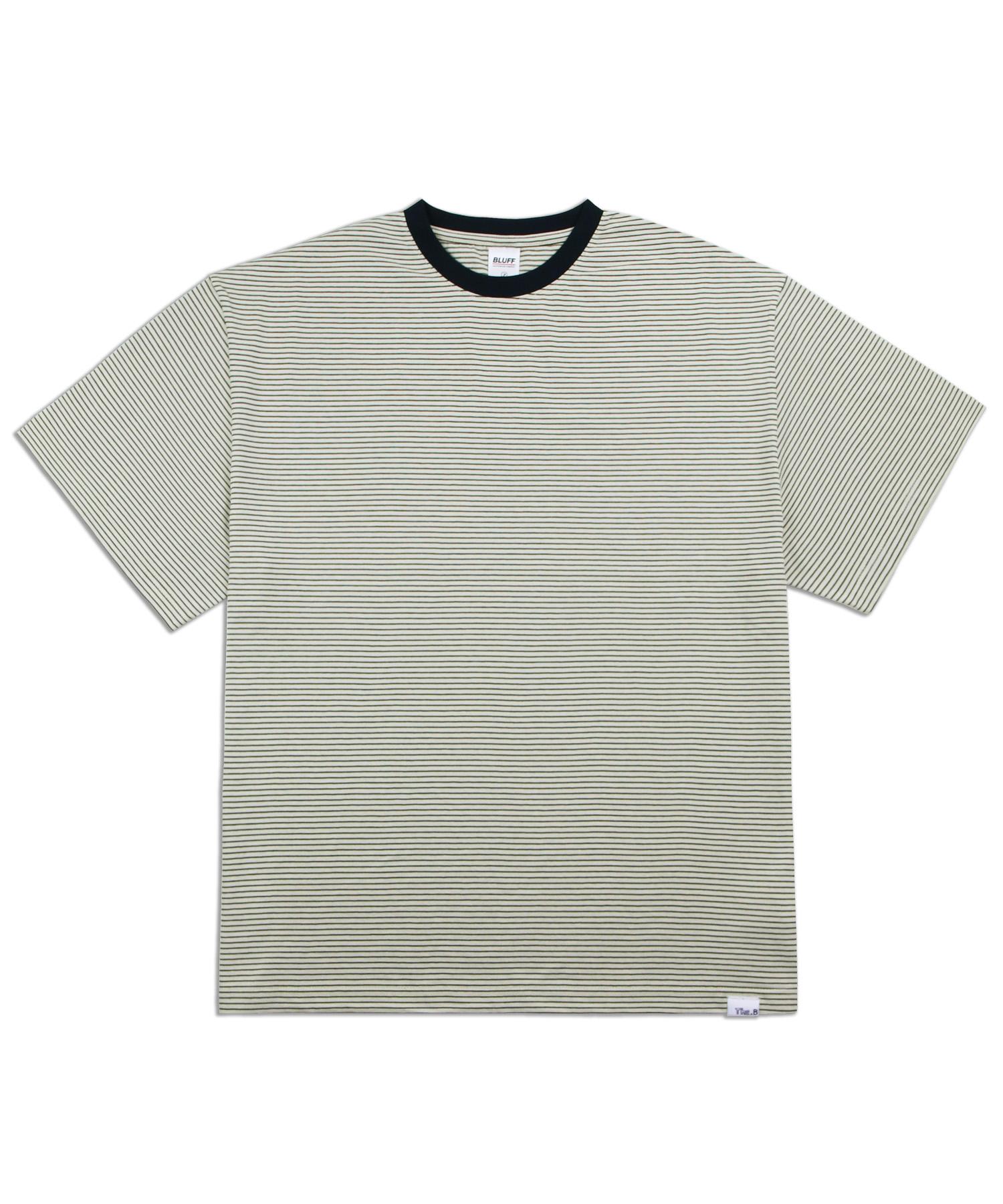 Bluff The.B Relaxed Stripe T-Shirt [Khaki/Ivory] Khaki/Free