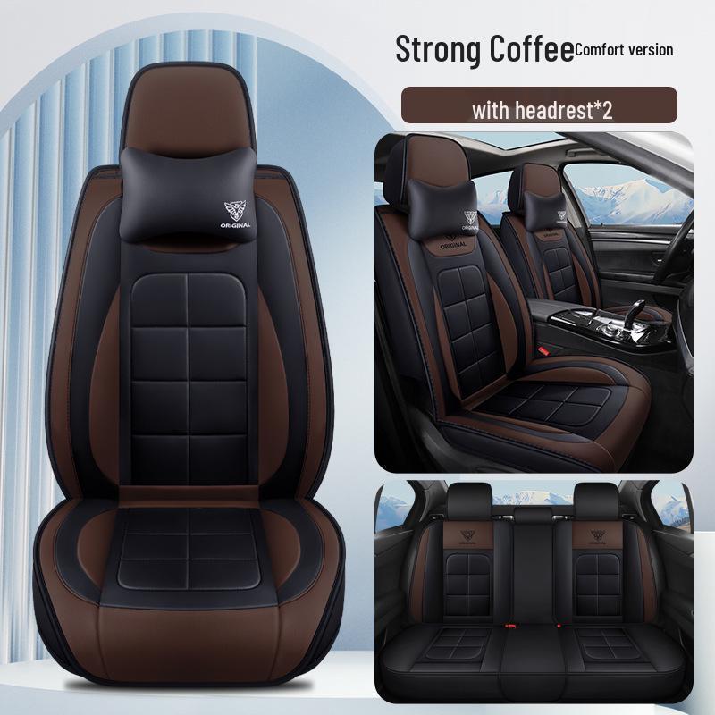 Universal Full-Surround Leather Car Seat Covers - Breathable, Wear-Resistant, Dirt-Resistant, Four-Season, for Five Seats.