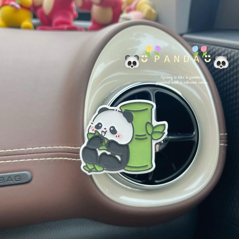 Cute Panda Car Air Freshener, Car Air Conditioning Vent Decoration, Fragrance Diffuser Stone, High-End Car Interior Accessory
