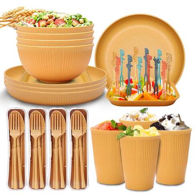 Wheat Straw Portable Dinnerware Set