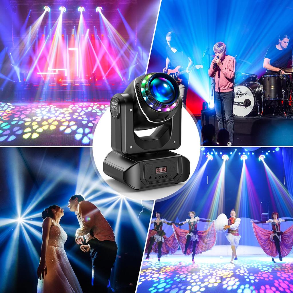 120W Moving Head LED Stage Lighting with 18 Side 10 Patterns and 7 Rotating DMX512 Voice Suitable for DJ Party Bar U`King Prisms, Colors, Spotlight,