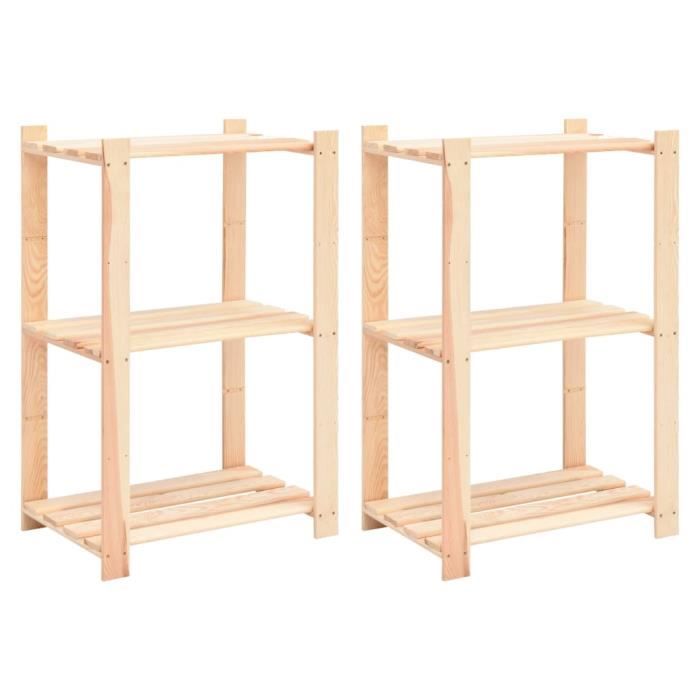 VidaXL 3-Tier Storage Shelves 2 Pcs 60x38x90 Cm Pine 150 Kg