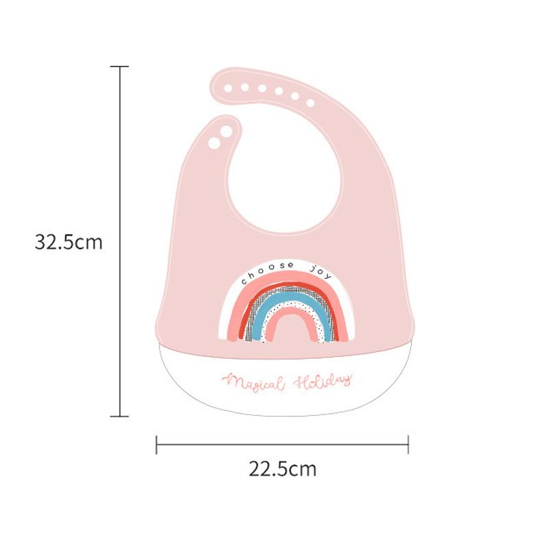 Cute Baby Bibs Waterproof Silicone Bib Feeding Infant Newborn Cartoon Apron ToddlerX Adjustable Bib Burp Cloths with Pocket