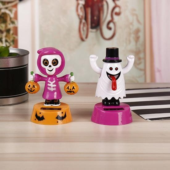 Halloween Solar Car Cartoon Swaying Car Dashboard Decor Funny Solar Swing