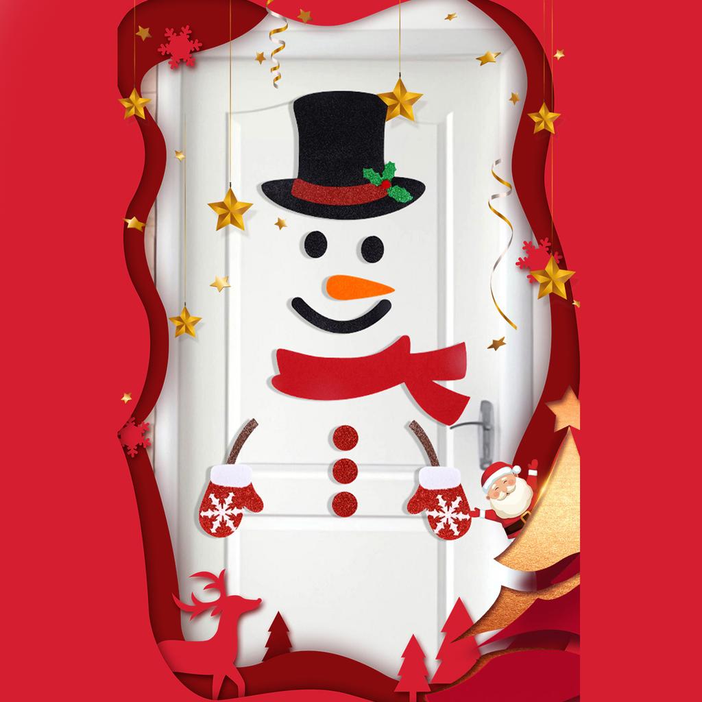 1 Set Festive Christmas Window Stickers Large Holiday Felt Cloth Clings Decor Eye Catching Window Wall Decorations