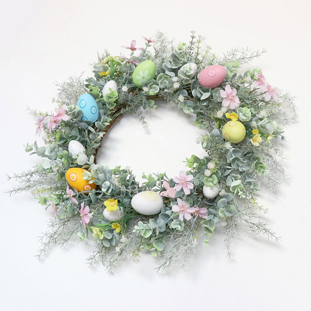 Easter Egg Wreath Decorative Garland Party Pendant Charm Household for Farmhouse Window Wall Door Decor