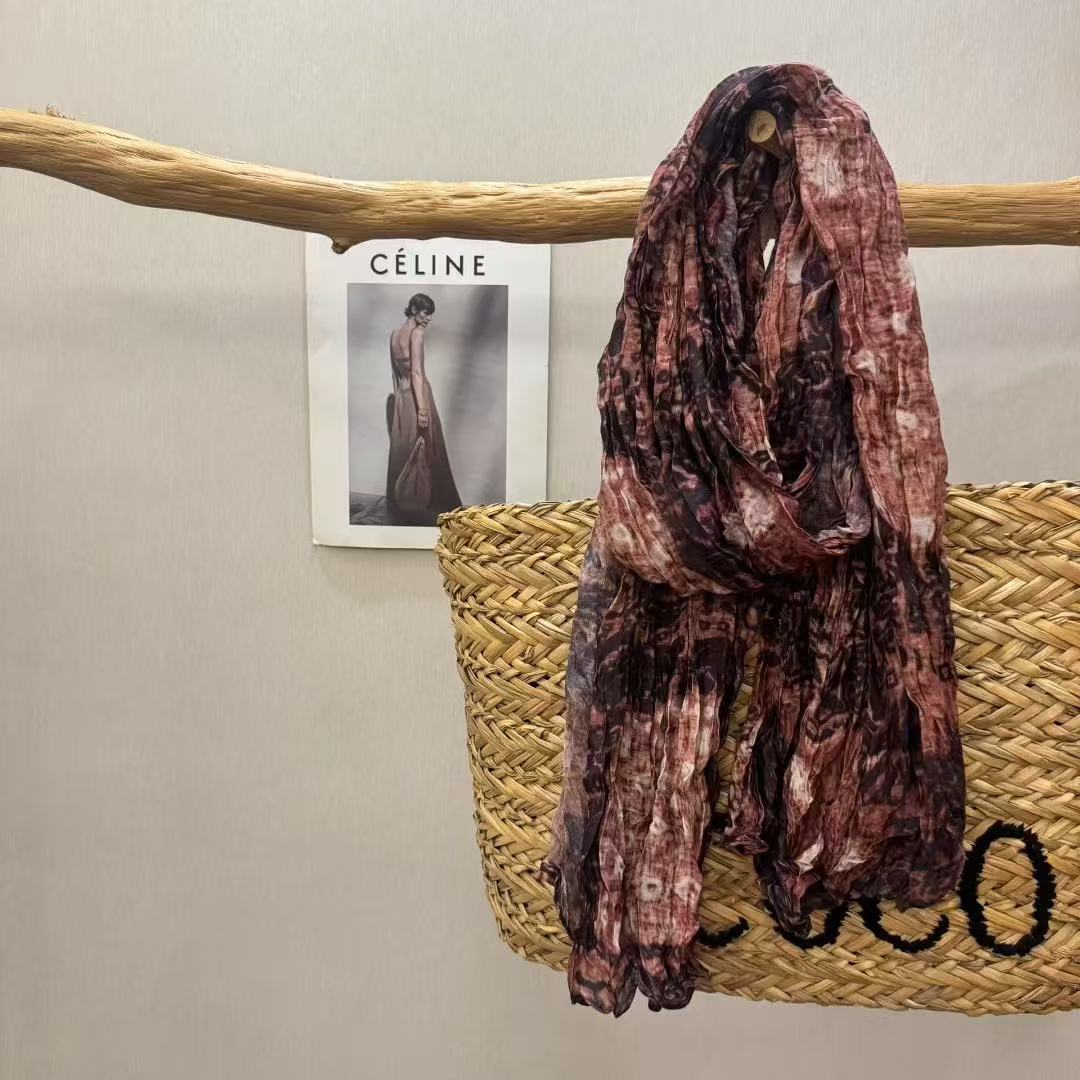 

Johnature Autumn Winter Pleated Tie-dye Vintage Scarf Korean Version Versatile Warm Casual Women Scarf One Size