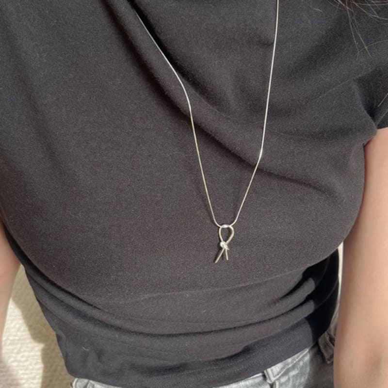 Youngglow Silver925 Knot Snake Chain Necklace (2color)