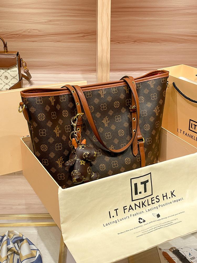 

Популярная сумка этого года Ретро Большая вместимость Сумка через плечо Большая сумка Новая кожаная сумка-тоут на плечо 365-VK5093#