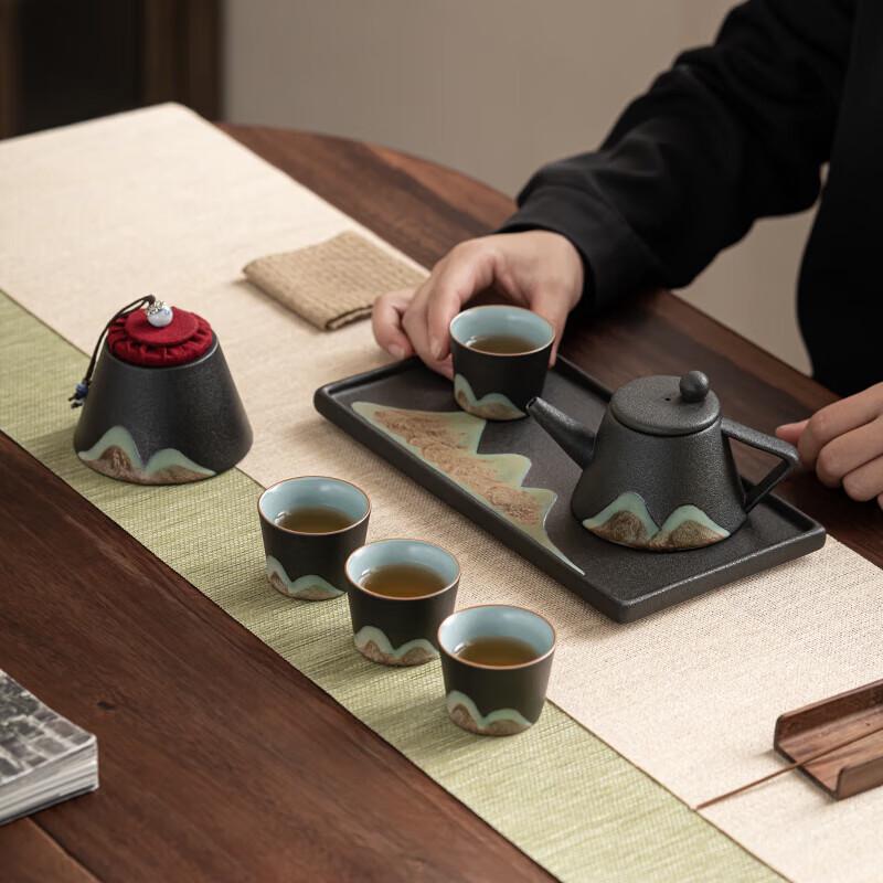 European Hand-painted 7-Piece Ceramic Tea Set