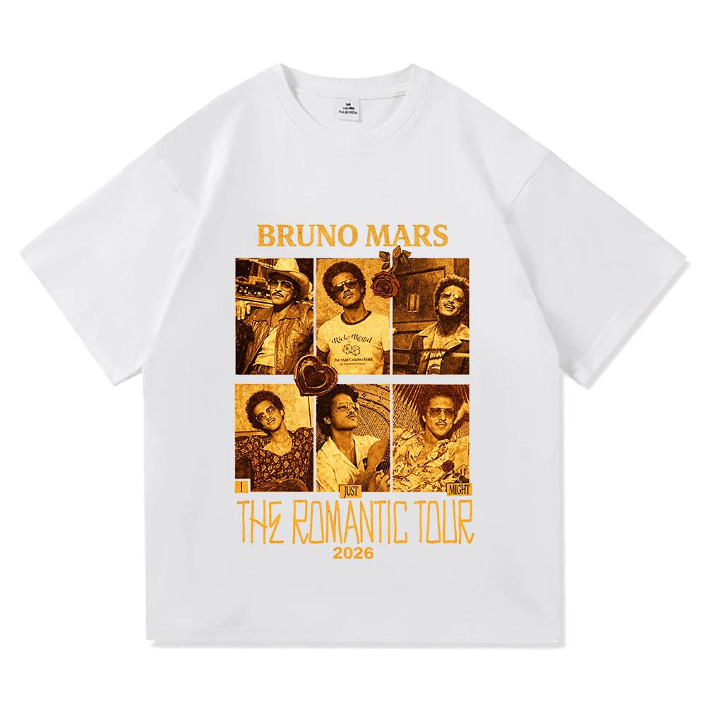 Bruno Mars Romantic Tour 2026 T-Shirt Pop Soul Concert Tee Retro Music Fan Merch Tour Outfit Gift TOPS Comfortable Ropa De Mujer