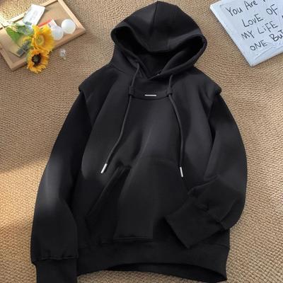 Autumn Men Hoodie Neck Protection Hooded Drawstring Big Pocket Drawstring Elastic Cuffs And Hem Pullover Sport Fitness Travel School Top
