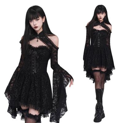 AOTYP Halloween Cosplay Gothic Lolita Jurk met Lange Visnet en een Lolita Perfect voor Live en Deze schattige jurk is perfect voor podium en andere Maat