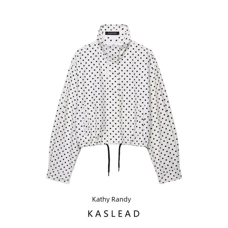 Kaslead New Women clothes Western Style Versitile Fashion Polka Dot Seersucker Outerwear 2010713 064