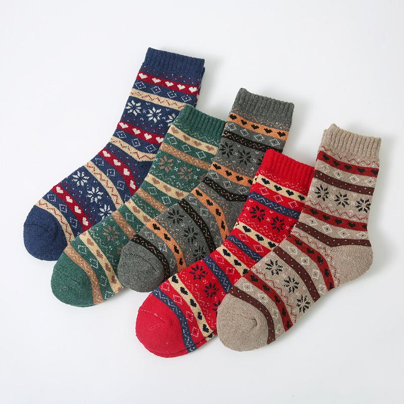 Women's Winter Wool Socks - Warm, Thick Retro Ethnic Style