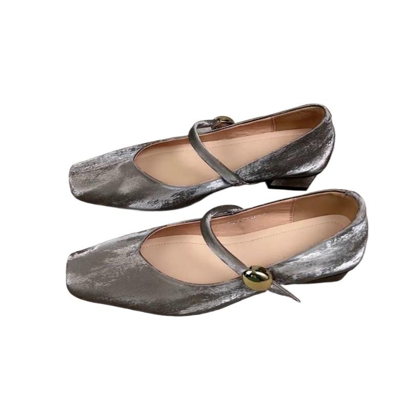 Hot Selling Summer 2025 Square Toe Woman Shoes Comfortable Elegant Sneaker Shallow Pearl Buckle Strap Dress Low Heels Mary Janes