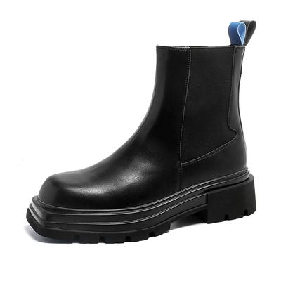 Fashion Mens Casual Chelsea Boots  Designer Square Toe Shoes Cowboy Genuine Leather Boot Stage Nigthclub Platform Motorcycle Botas