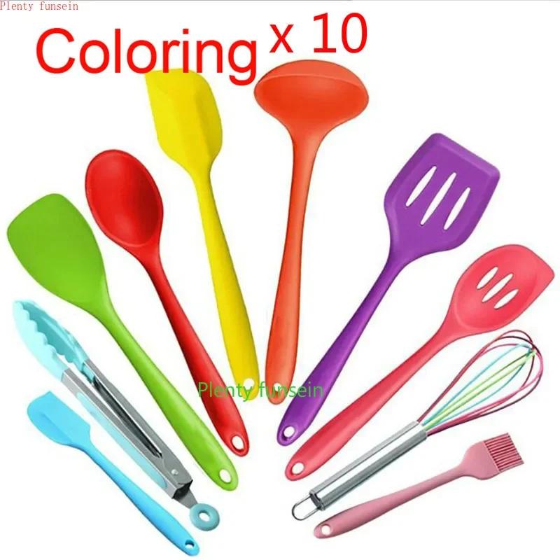 Kitchen Gadgets Cooking Spoon Shovel Silicone Kitchenware 10-piece Set