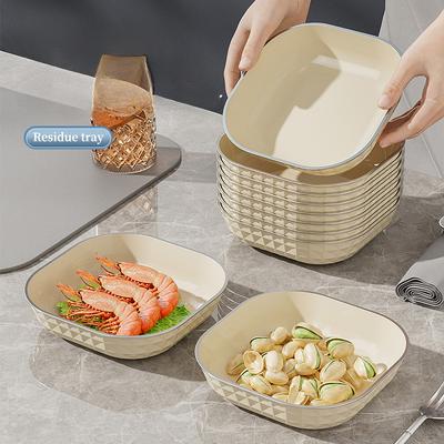 Spit Bone Saucer Household Small Plate Snack Plate Fruit Plate Dining Table Garbage Spit Bone Residue Plate Storage Plastic Plate