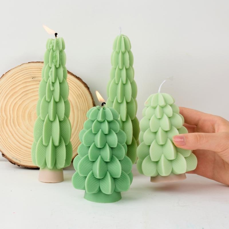 Christmas Tree Shape Silicone Mold for Making Candle Soap Christmas Pillar Candle Silicones Mould For Holiday Decoration