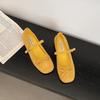 Sheepskin Version~ French Bow Gentle Mary Jane Shoes Women's One-word Buckle Ballet Shoes Shallow Mouth Flat Shoes