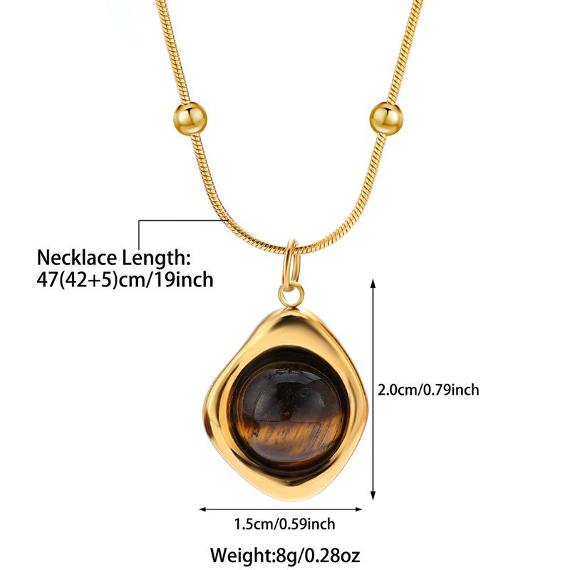 Maillard French Retro Titanium Steel Tiger Eye Pendant Necklace for Women