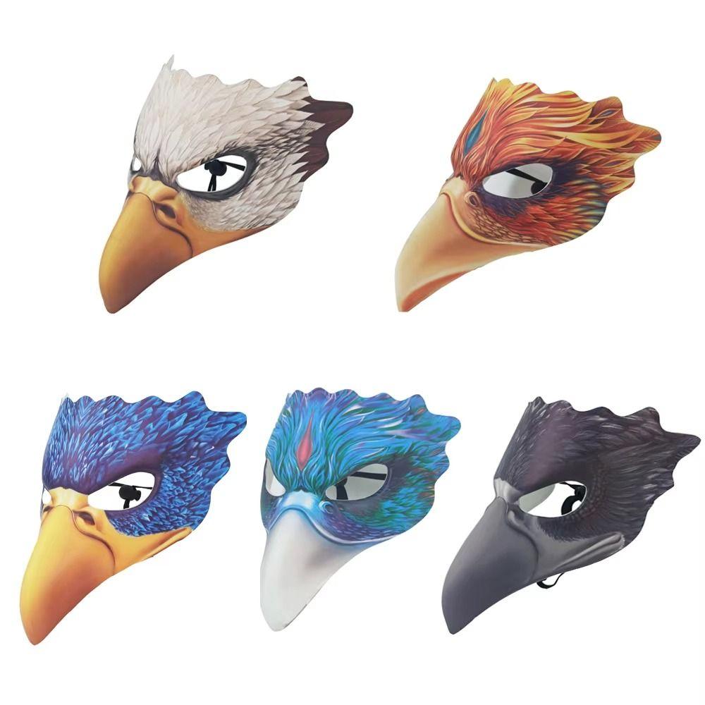 with Elastic Belt Animal Cosplay Mask PU Leather Leather Bird Eagle Mask Halloween Carnival