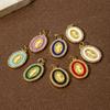 1pc Oval Brass Charms 18K Gold Plated Enamel Jesus Micro Pave Clear Cubic Zirconia Pendants for DIY Necklace Jewelry 24mm X 14mm