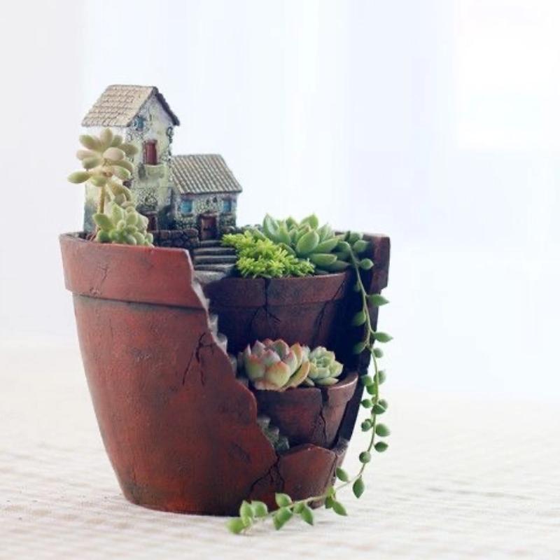 NooLim Resin Succulent Flower Pot – Mini Bonsai Planter for Garden & Home Decoration