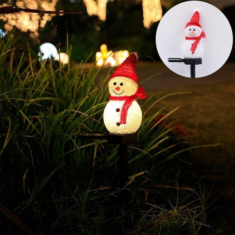 1pc LED Solar Lights, Outdoor Snowman Lights, Waterproof Garden Ground Plug Lights