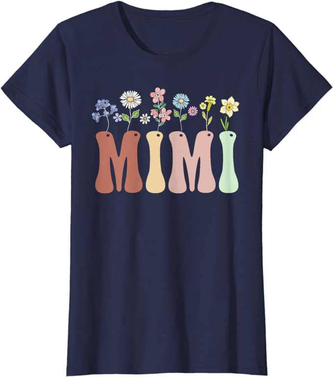 Grammy Gifts Women Wildflower Floral Design Grammy T-Shirt Women's Fashion Nana Gigi Grandma Tees Yaya Mimi Mother's Day Clothes